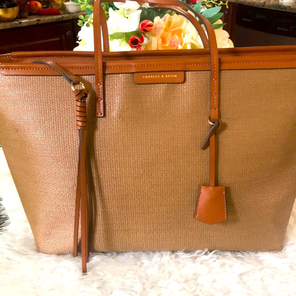 Charles & Keith -Accent Canvas Double Handle Bag - image 2